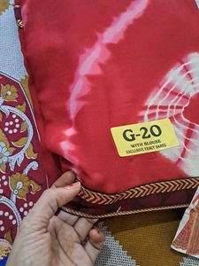 New Red Big  Bandej Saree
