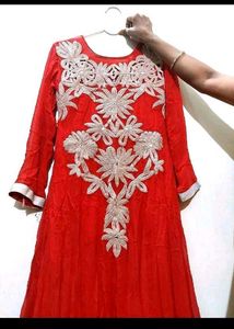 Red Embroidered Gown