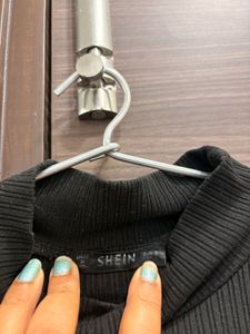 Shein Black Ribbed Top S