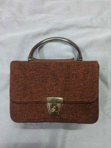 Vintage Brown box Handbag with gold hardware