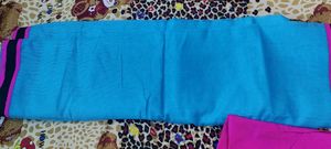 Blue color tissue cotton border lace saree