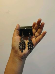 Black Metallic Peacock Earrings