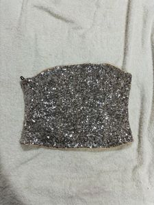 H&M Sparkly Silver Sequin Top
