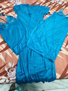 Women Fancy Solid 3 Piece Nighty Unused💙