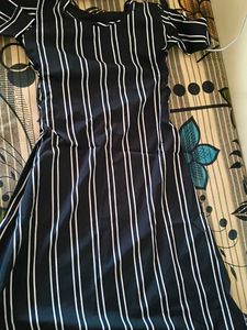 Striped Black Kurti With Belt