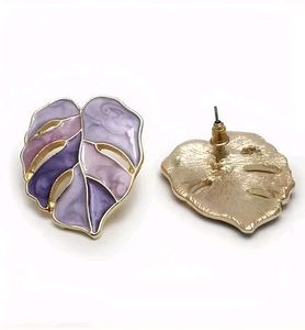 Purple Palm Tree Leaves Earrings