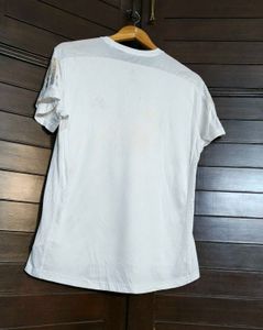 Adidas Women White Sporty 3 Stripes Tshirt
