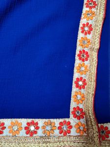 Navy Blue Saree With Designer Blouse