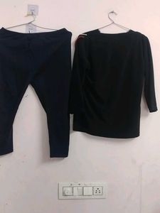 Black Embroidered Lounge Set,Used Slightly,3/4rth