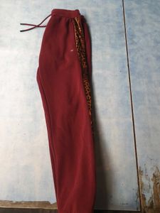 Maroon &amp; Animal Print Joggers