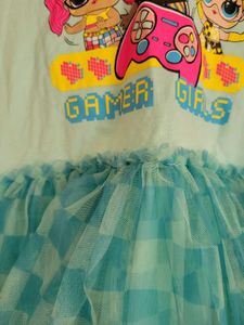 Cute Girls&#39; Graphic Tulle Dress