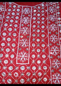 Red and white Embroidered neck patch  ne