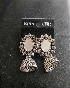 Women Silver Mirror Jhumka