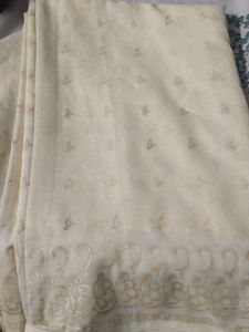 Cream Embroidered Sari