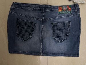 Dark Wash Denim Mini Skirt
