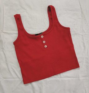 Red Ribbed Tank Top