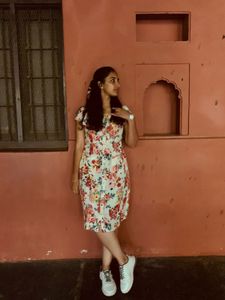 Off White Printed Sheath Dress