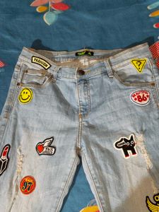Patched Denim Jeans