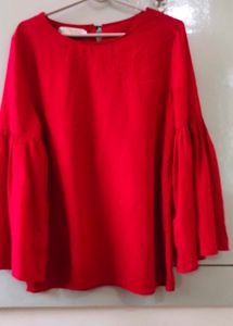 Red Bell Sleeve Top