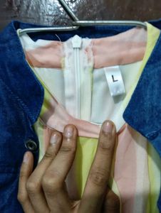 Stylish Striped Dress with Denim Jacket