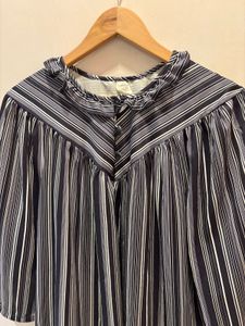 Beautiful Striped Ruffle Neck Top