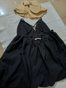 Baby doll flared sleeveless dress - Black / M
