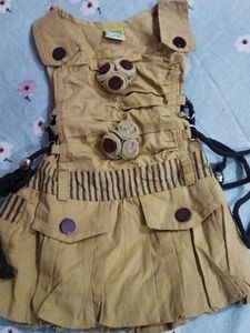 Cotton Jacket Frock In Khakhi