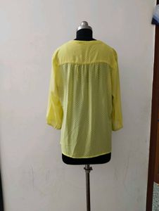 plus size Yellow Button-Down Top