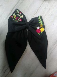 Handmade Embroidered Floral Hair Bow