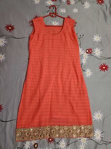 Peach Kurta with Gold Detail