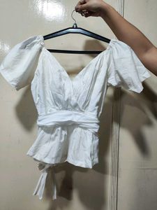 White Puff Sleeve Top