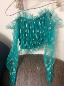 Emerald Green Sheer Floral Top
