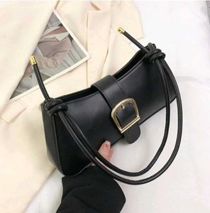 Chic Black Buckle Y2K Shoulder Bag