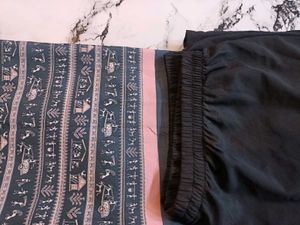 Elegant black printed Kurta Set with off shoulder