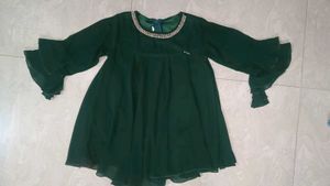 Green Beaded Neckline Dress