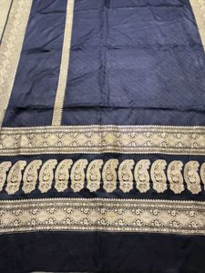 Elegant Navy Blue Banarasi Silk Saree