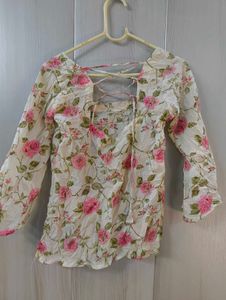 Floral Print Corset Back Short Kurti 🪞🦢