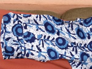 Brand New Blue Floral Print Kurti - 4XL Size