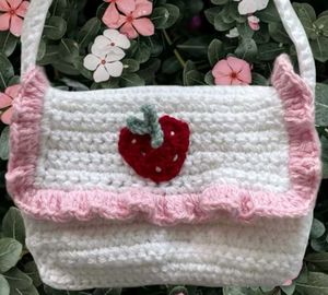 Crochet Bag With Strawberry On It