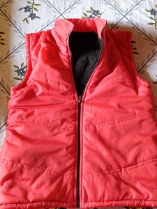 Red Sleeveless Puffer Jacket For Women