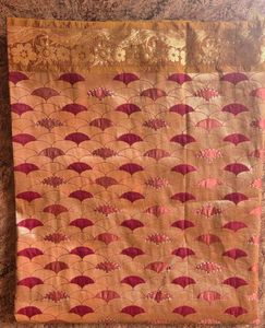 Beautiful golden brocade saree with elegant maroon