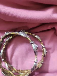 Elegant Silver &amp; Ruby Bangle Set