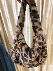 Leopard Print Fuzzy Handbag