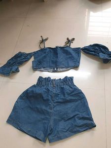 Denim Top &amp; Shorts Set