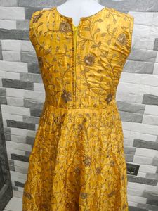 Elegant Yellow Embroidered Anarkali Suit