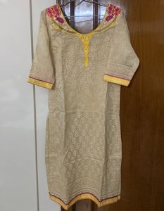 Beige Kurta With Designer Pants