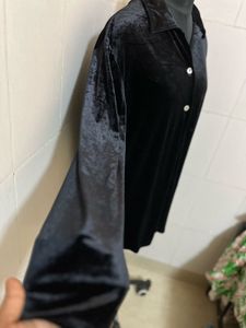 Velvet Button-Down Top