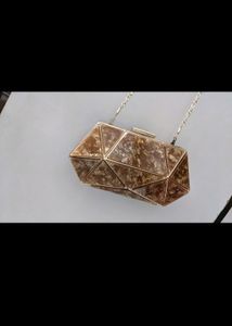 Women&#39;s Designer Resin Diamond Metallic Clutch