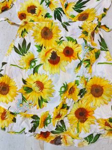 Sunflower Print Wrap Dress