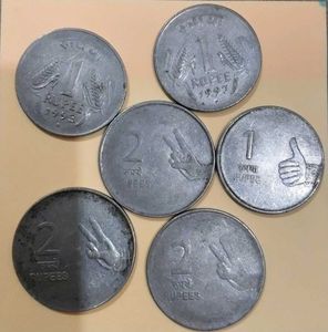 Rare Coins 1and 2 Rupees(Combo 6 Coin